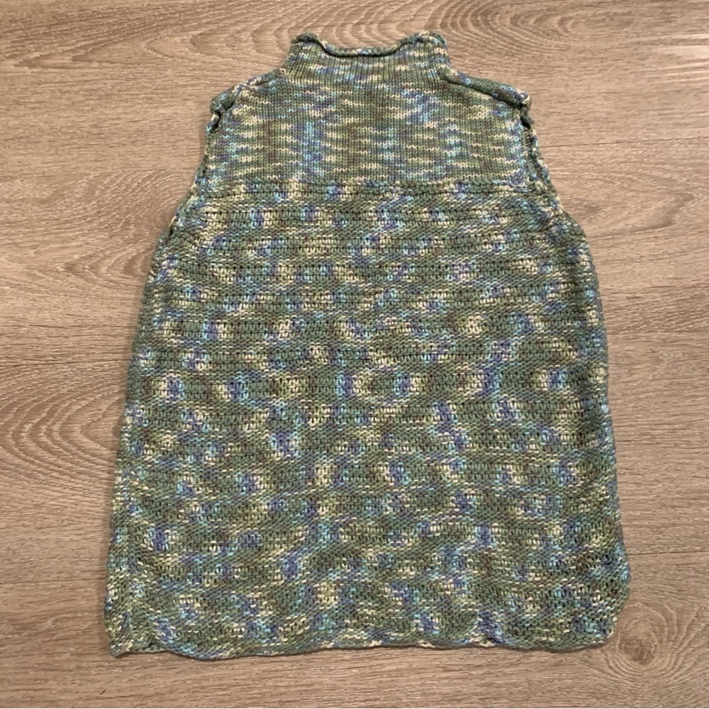 Sigrid Olsen Green Knit Sleeveless Turtleneck Size PM